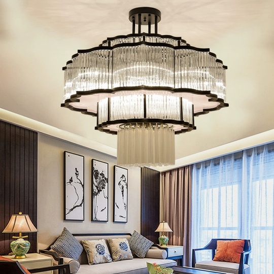 Люстра подвесная, черный, стекло, AYCAN 80*60, металл, E14.