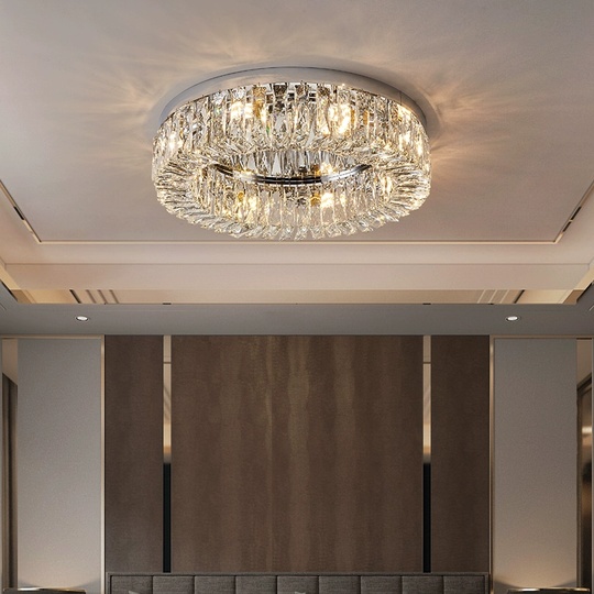 Потолочный светильник, серебро, кристалл, ABIGAIL 100*15 металл, E14.