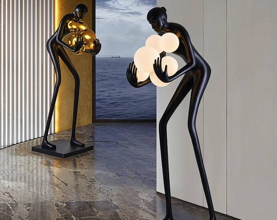 Напольный светильник - торшер девушка NIM GIRL, черный, E27, 20 Вт, стекловолокно