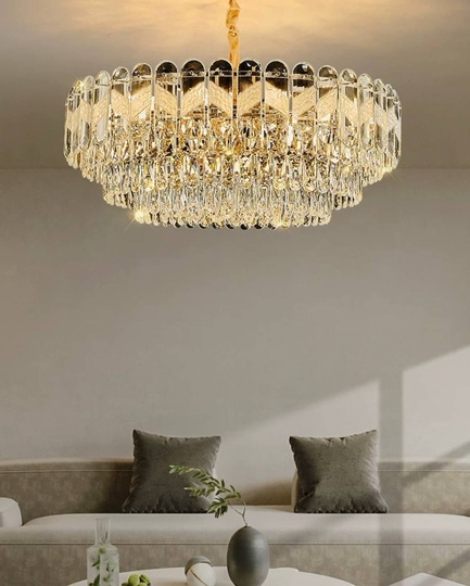 Люстра подвесная BIRCE 95*28 золото, кристалл, металл, E14.