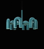 Светильник подвесной голубой Elluvix, металл, трос 150 см, 80*38 см, LED