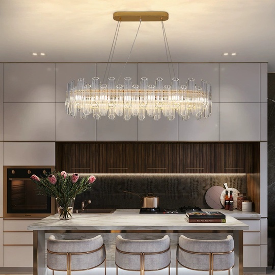 Люстра подвесная ERBIL 80*25 золото, стекло, металл, Е14.