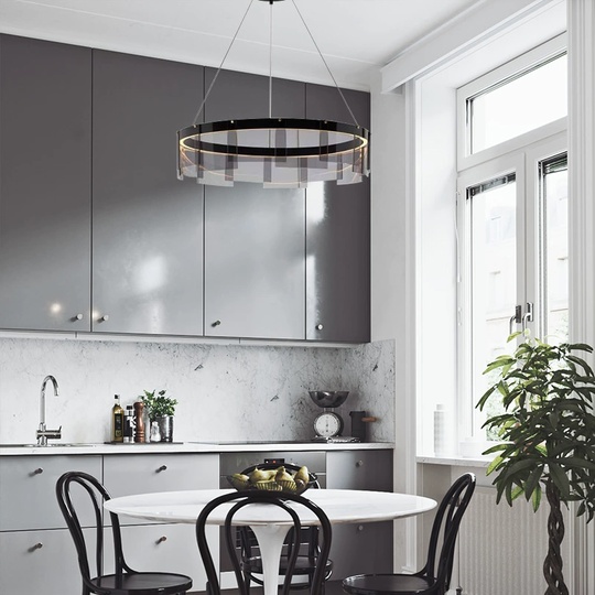 Люстра подвесная, черный, ПММА, MANUEL 60*20 металл, LED.