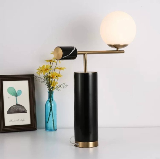 Настольная лампа PASCAL 50*64, черный, металл, мрамор.