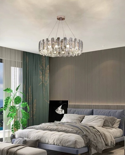 Люстра подвесная AKCICEK 50*22 дымчатый, стекло, металл, Е14.