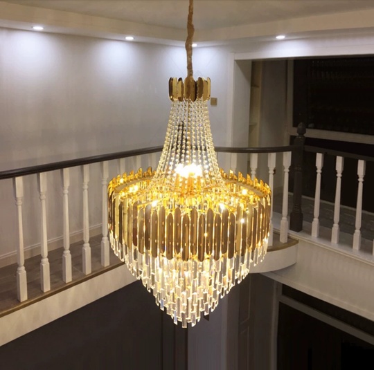 Люстра подвесная, золото, кристалл, BISCUIT 150*260 металл, E14.