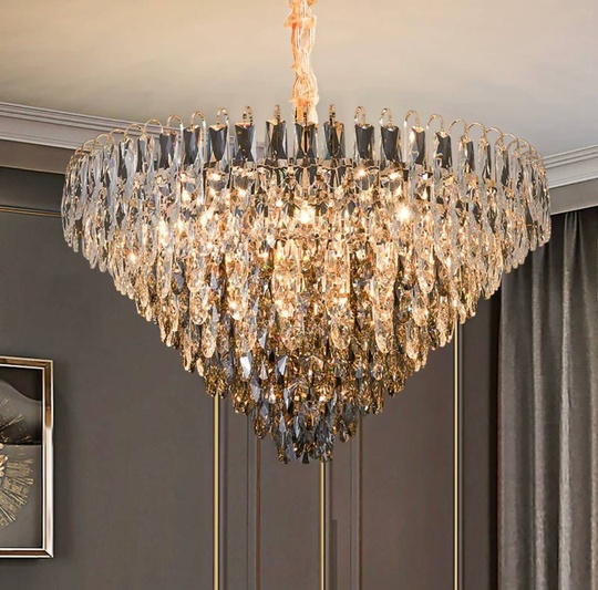 Люстра подвесная ERIM 60*35 золото, кристалл, металл, Е14.