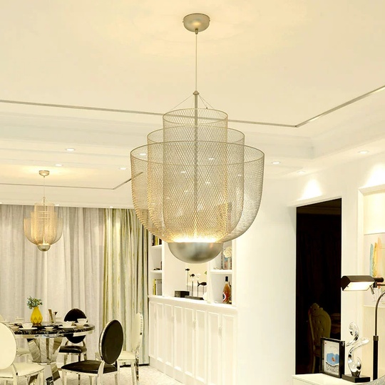 Люстра подвесная, золото, металл-сетка, HALSEY 80*95, металл, LED.