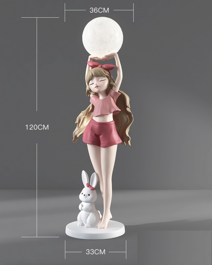 Торшер девушка с шаром купить Bunny Girl. Светодиодный, E27, Стекло, 120*36 см. Напольный светильник