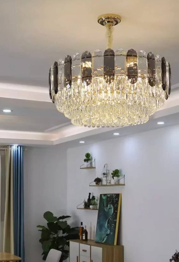 Люстра подвесная BERKE 50*30 дымчатый, стекло, металл, Е14.