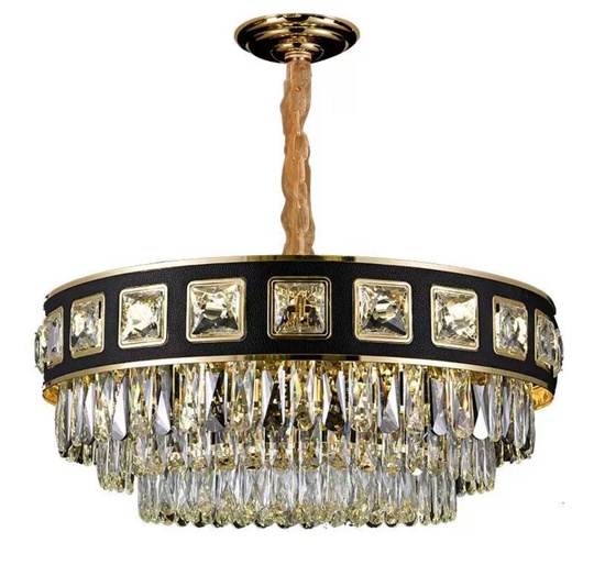 Люстра подвесная ALTIN 75*31 золото, черный, хрусталь, металл, E14.