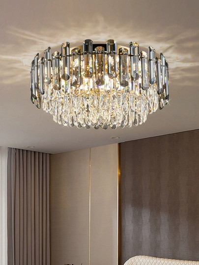 Потолочный светильник, медь, хрусталь, CUPID 40*28 металл, Е14.