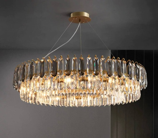 Люстра подвесная ARZU 50*22 золото, кристалл, металл, Е14.