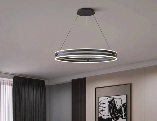 Светильник подвесной черный Elypz, металл, трос 120 см, 80*7.5 см, LED