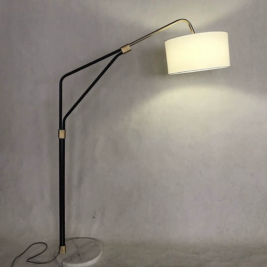 Торшер белый, черный,  Corbin, 50*170, светодиодный, E27, металл, ткань