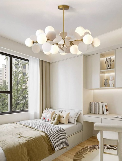 Люстра подвесная, золотисто-песочный, ПММА, CHUCK 90*30, металл, G9