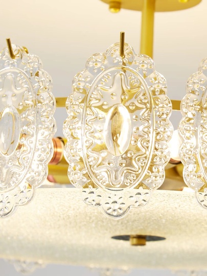 Люстра подвесная, медный, стекло, ORIOLE 50*27, металл, E14.