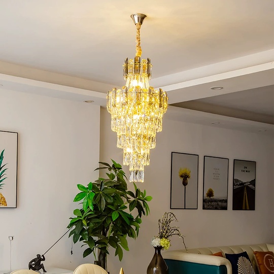 Люстра подвесная, золото, кристалл, LARK 180*300 металл, E14.