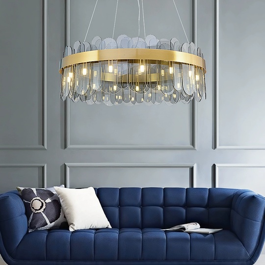 Люстра подвесная, медь, пепел, стекло, DOLUN 80*27, металл, G9.