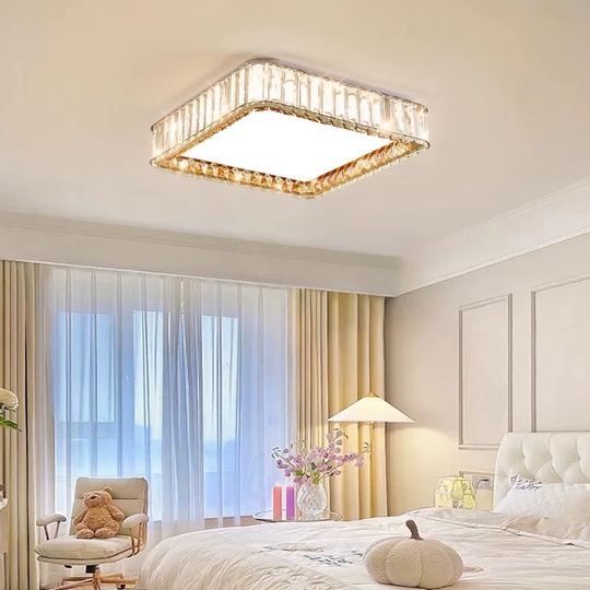 Потолочный светильник, хром, кристалл, ISABELLE 80*80 металл, LED.