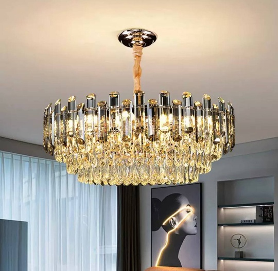 Люстра подвесная ALEV 60*30 золото, кристалл, металл, E14.