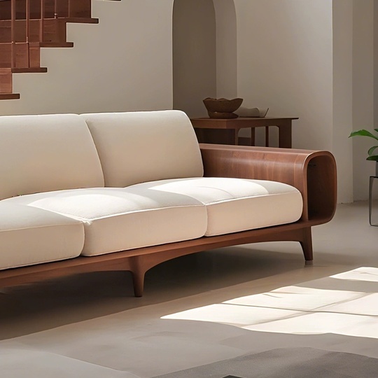 Прямой диван Jane темный орех, кожа, 260*85*80 см