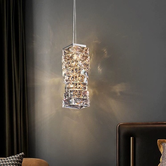 Люстра подвесная, хром, хрусталь, DAISY 12*25 металл, LED.