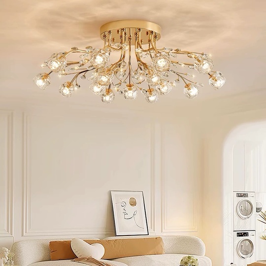 Люстра золотая Elyndar, металл, кристалл,  100*30 см, G9