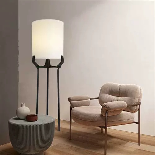 Торшер, черный, белый Lanton 48*164, светодиодный, E27, металл, ткань