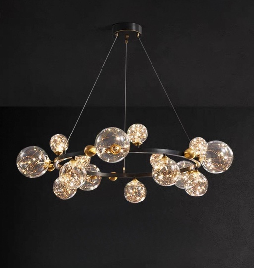 Люстра подвесная, черный, стекло, CHAT BLACK 120*32, металл, LED