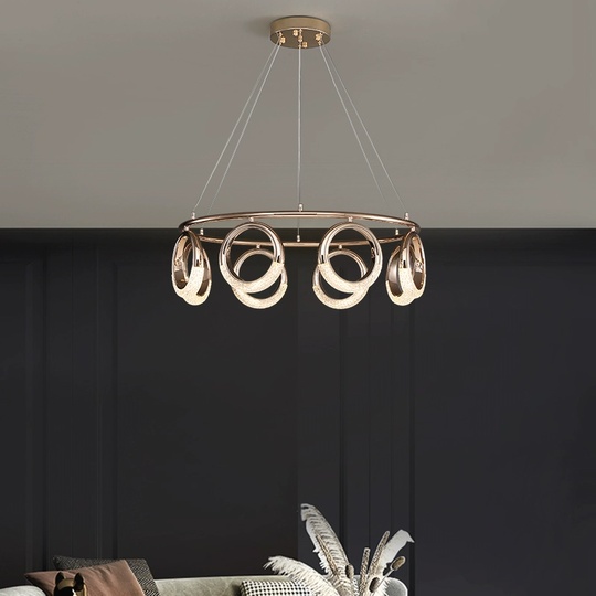 Светильник подвесной золотой Elmara, металл, трос 100 см, 40*26 см, LED