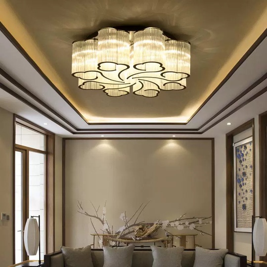 Люстра подвесная, хром, ПММА, KASIA 100*24, металл, E14.