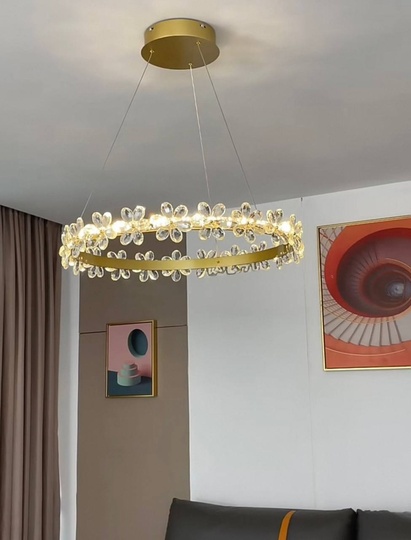 Люстра подвесная, золото, хрусталь, AXTON 40*120, металл, LED