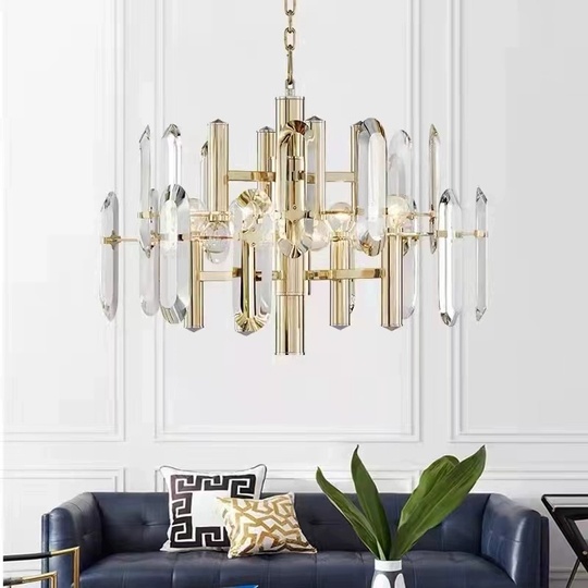 Люстра подвесная, золотой, хрусталь, EILEEN 100*42, металл, E14.