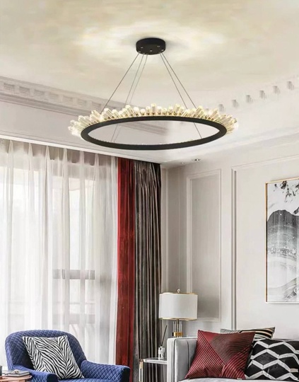 Люстра подвесная, черный, кристалл, JEREMY 120*15 металл, LED.