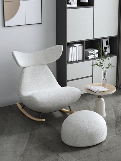 Кресло качалка белое IMOLA с банкеткой для ног