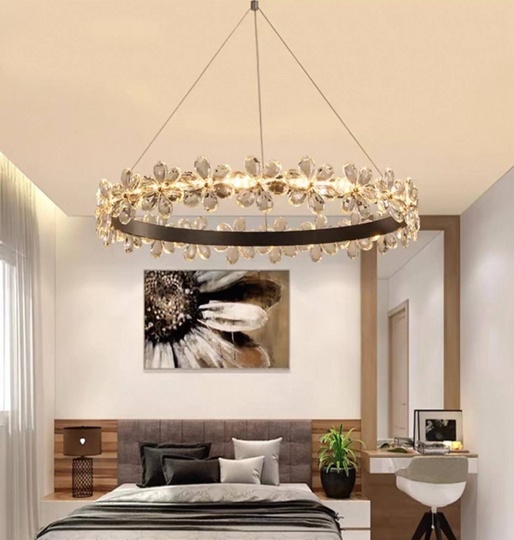 Люстра подвесная, черный, хрусталь, AXTON BLACK 40*120, металл, LED