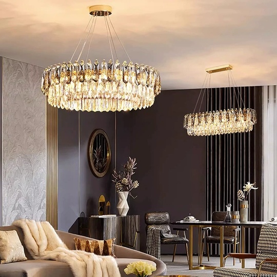 Люстра подвесная ARZU 80*22 золото, кристалл, металл, Е14.