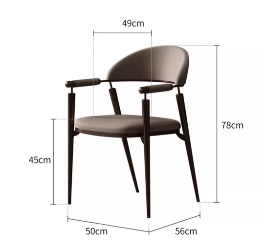 Стул обеденный для кухни, 50*78*56 см, кожа, молочный, итальянский