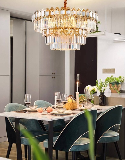 Люстра подвесная, золото, хрусталь, SHARYL 100*38, металл, E14.