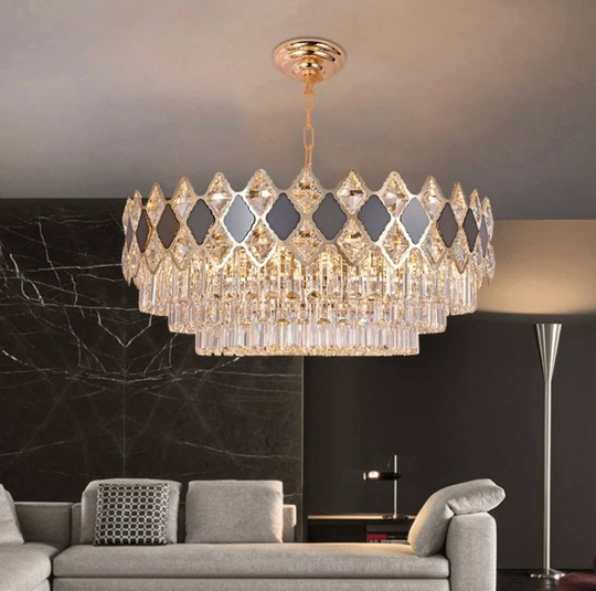 Люстра подвесная AKEL 60*28 золото, стекло, металл, Е14.