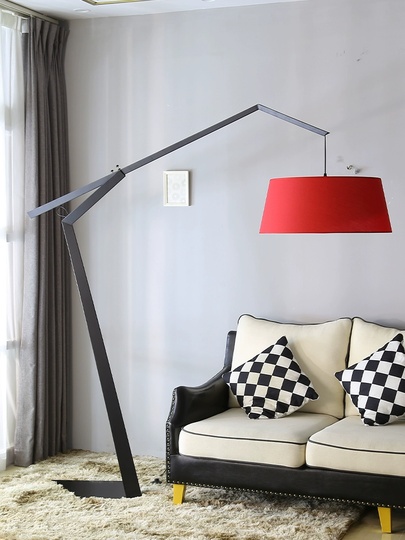 Торшер, черный, красный, Lumens 186*186, светодиодный, E27, металл, ткань