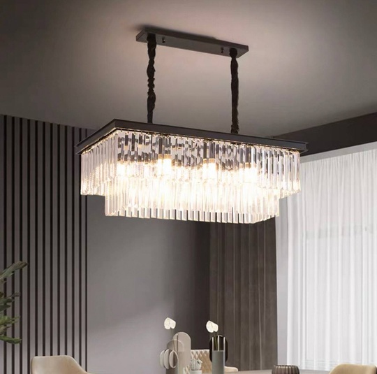 Люстра подвесная, черный, кристалл, GRETA 85*28, металл, E14.