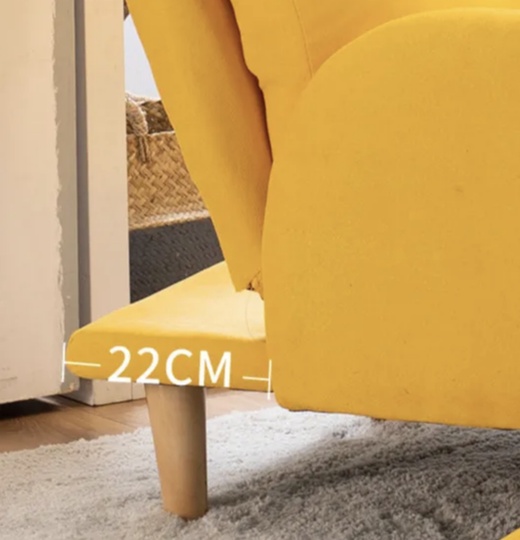 Кресло кровать желтое с пуфиком для ног, 73х85х105