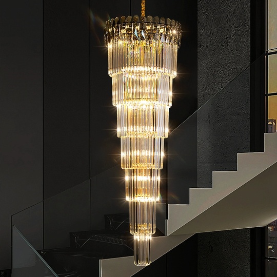 Люстра подвесная, золото, кристалл, LIPTON 70*210 металл, E14.