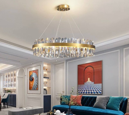 Люстра подвесная, медный, хрусталь, ELABORATIFUL 100*18, металл, LED.