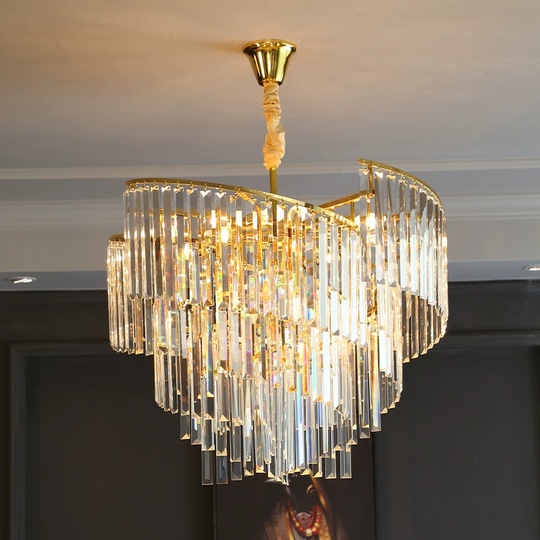 Люстра подвесная, золото, кристалл, HISA 100*58, металл, E14.