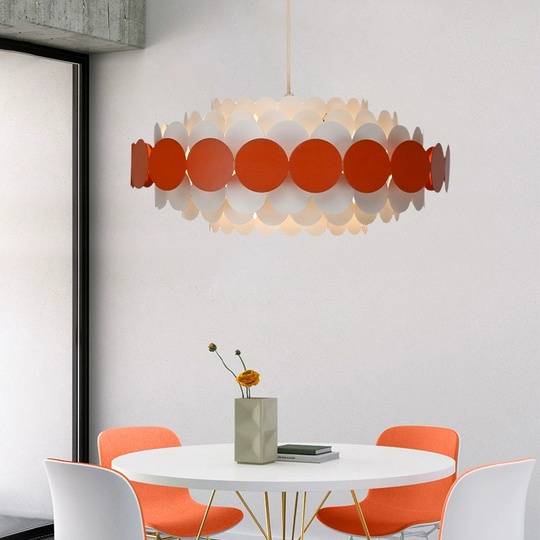 Люстра подвесная, красный, белый ПММА, ADOLPH 40*80, металл, G9