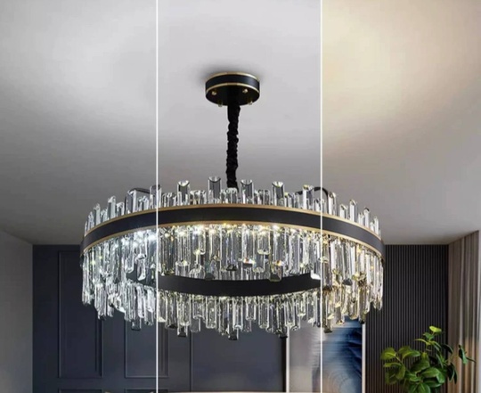 Люстра подвесная BIRGEN 80*23 золото, черный, кристалл, металл, E14.