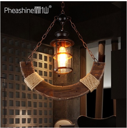 Люстра цельная деревянная художественная